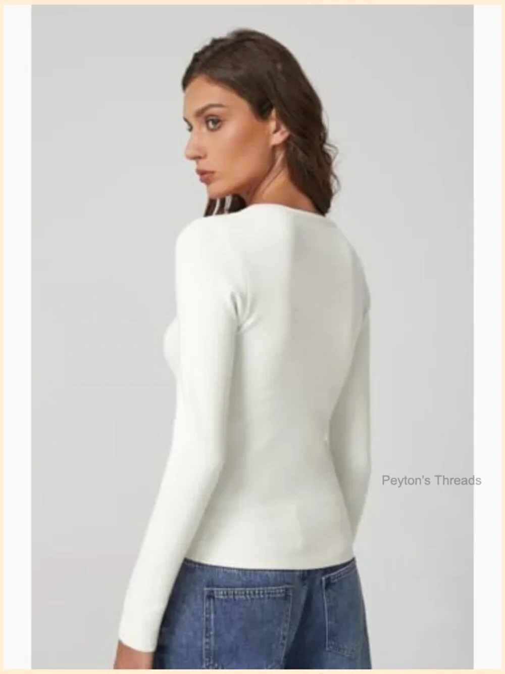 Long Sleeve Crewneck Cardigan Sweater Lightweight Button Down Knit Top